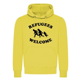 Refugees Welcome Kapuzenpullover Gelb XL