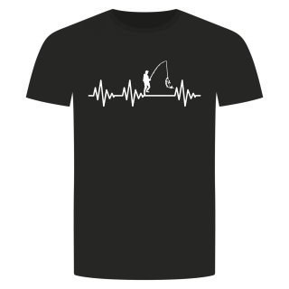 Herzschlag Angeln T-Shirt Schwarz 2XL