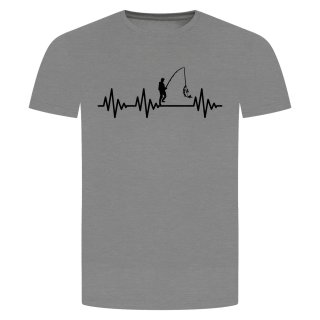 Herzschlag Angeln T-Shirt Grau Meliert S