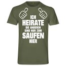 JGA Nur Zum Saufen T-Shirt Groom - Military Green XL