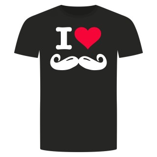 I Love Moustache T-Shirt Schwarz S