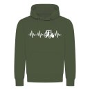 Heartbeat Tractor Hoodie Military Green L