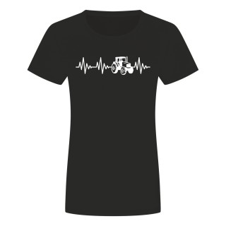 Heartbeat Tractor Ladies T-Shirt Black S
