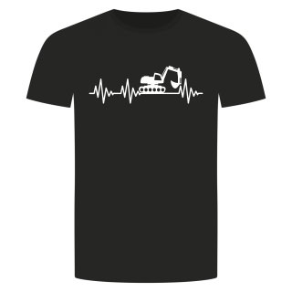 Herzschlag Bagger T-Shirt Schwarz S