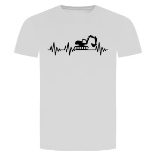 Herzschlag Bagger T-Shirt Weiss 2XL