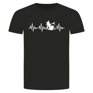 Herzschlag Schlagzeug T-Shirt Schwarz S