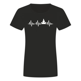 Herzschlag Yoga Damen T-Shirt Schwarz S