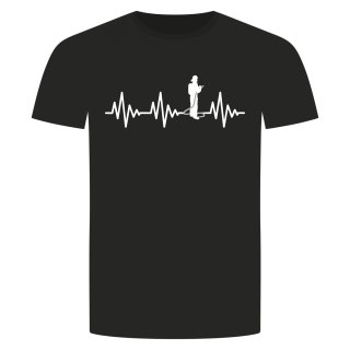 Herzschlag Feuerwehr T-Shirt Schwarz S