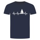 Herzschlag Segelboot T-Shirt Navy Blau XL