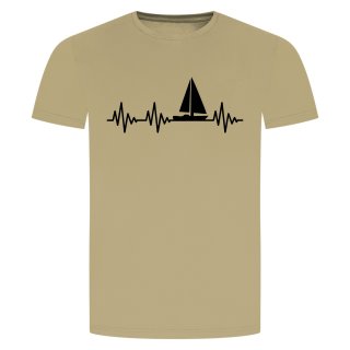 Herzschlag Segelboot T-Shirt Beige 2XL