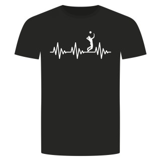 Herzschlag Volleyball T-Shirt Schwarz S