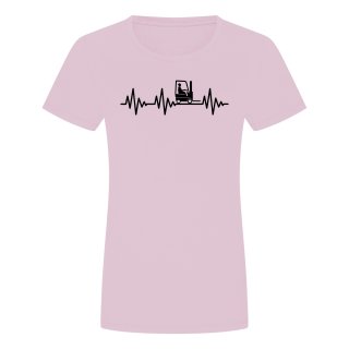 Herzschlag Stapler Damen T-Shirt Rosa 2XL