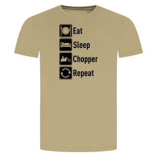 Eat Sleep Chopper Repeat T-Shirt Beige 2XL