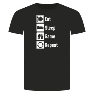 Eat Sleep Game Repeat T-Shirt Schwarz S