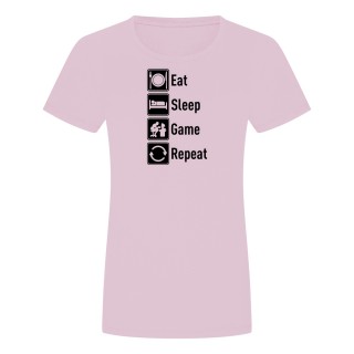Eat Sleep Game Repeat Ladies T-Shirt Rose 2XL