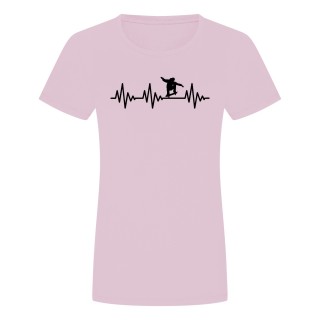 Herzschlag Skateboard Damen T-Shirt Rosa 2XL
