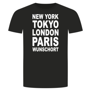 New York Tokyo London Paris T-Shirt Schwarz S