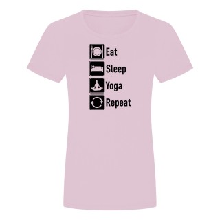 Eat Sleep Yoga Repeat Damen T-Shirt Rosa 2XL