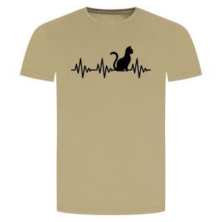 Herzschlag Katze T-Shirt Beige 2XL