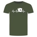 Herzschlag Kartenspiel T-Shirt Militärgrün XL
