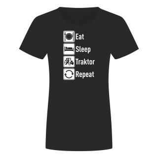 Eat Sleep Traktor Repeat Damen T-Shirt
