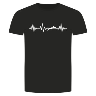 Herzschlag Schwimmen T-Shirt Schwarz S